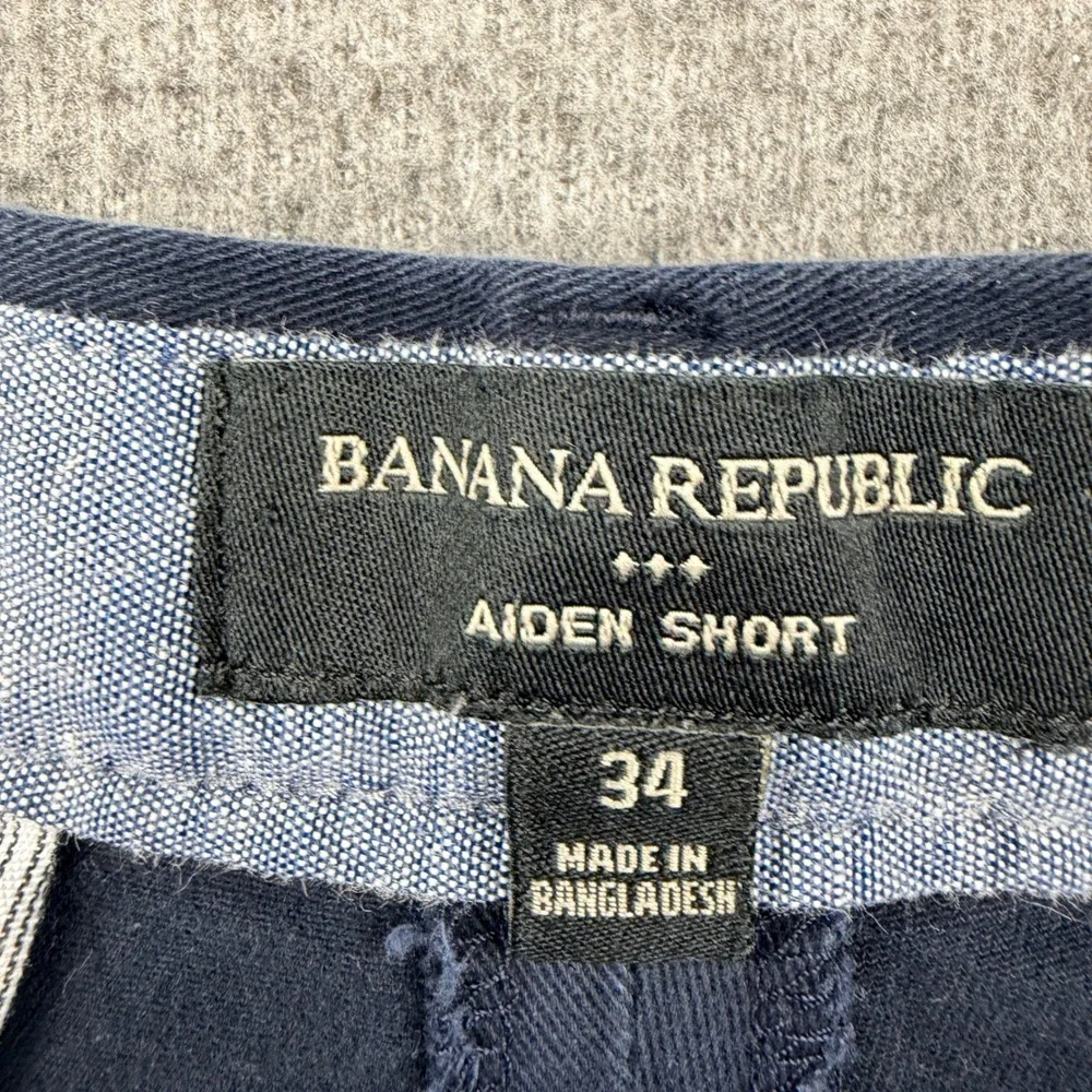 Banana Republic Aiden Short Mens 34 Navy Blue Chino Cotton Stretch Casual Summer